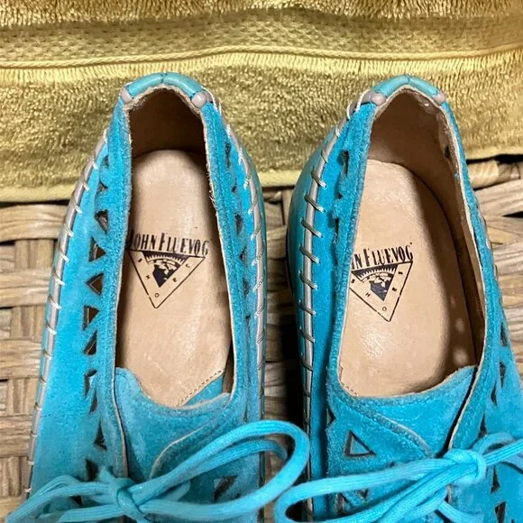 *GENTLY USED* Fluevog 2013 Hopefuls CHEERFUL, Aqua, Size 9.5 (best for 8.5)! - Picture 8 of 16